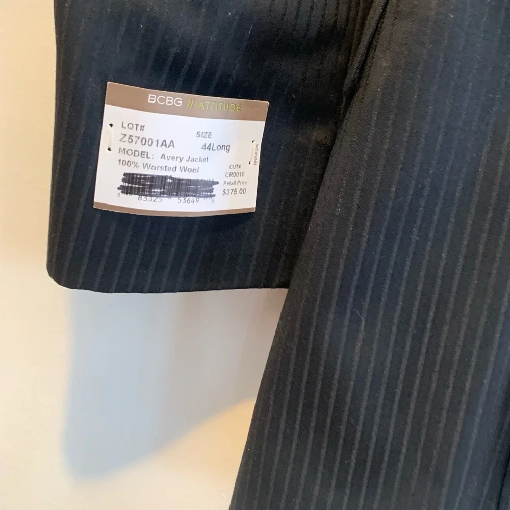 BCBG Avery Wool Blazer Black Pinstripe